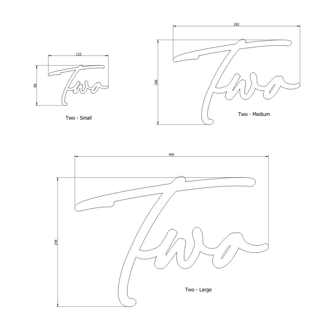 TWO - Ready Made House Number Sign