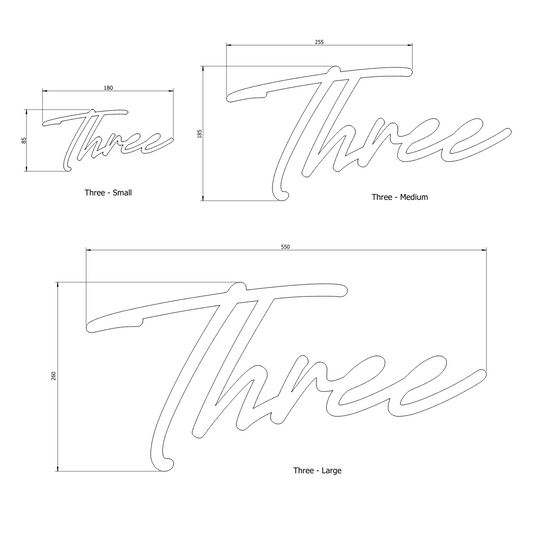 THREE - Ready Made House Number Sign